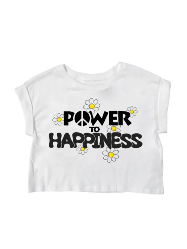 Crop T-Shirt Donna Organic Bio Cotton - Power Happiness 4112