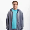 Felpa Zip con Cappuccio Basic Washed
