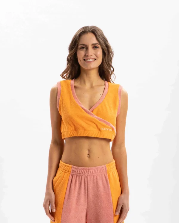 Top Crop Smanicato Emma Terrycloth
