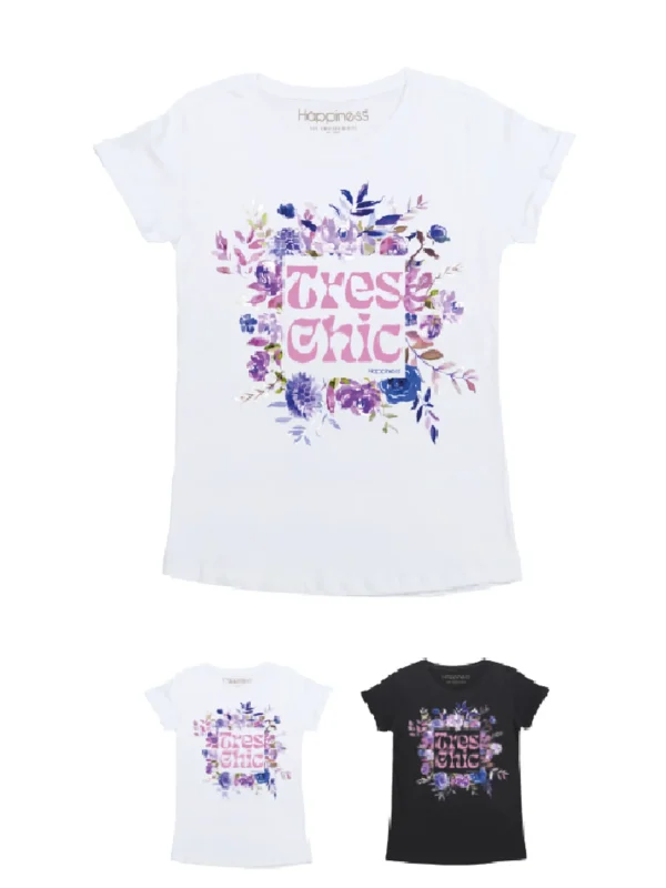 T-Shirt Bimba - Blue Flowers Tres Chic