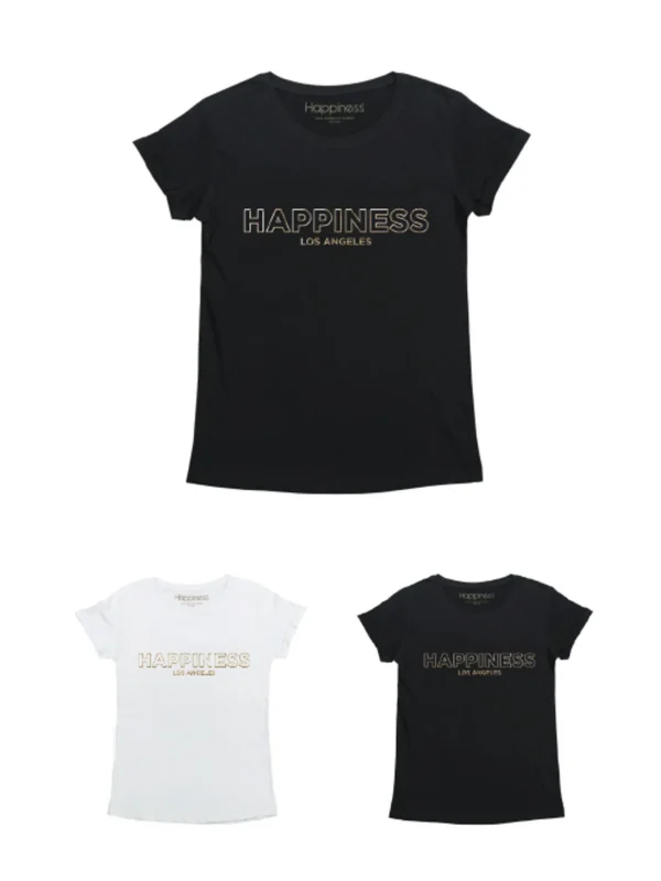 T-Shirt Bimba - Happiness Gold Bold Print