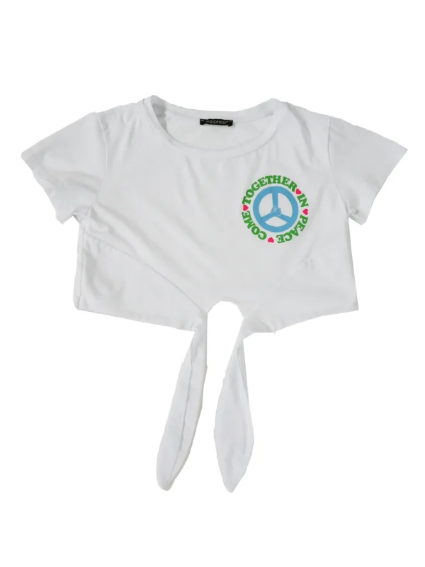 T-shirt Crop Nodo Donna - Peace Logo