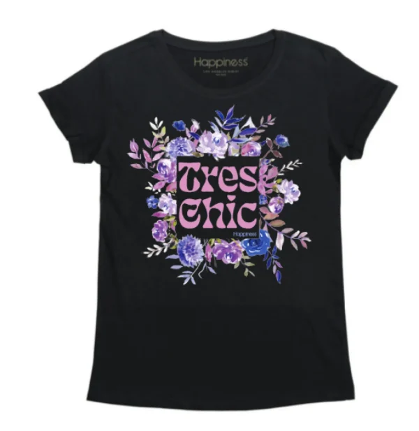 T-Shirt Donna - Blue Flowers Tres Chic