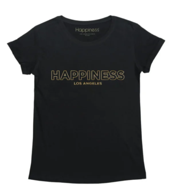 T-Shirt Donna - Happiness Gold Bold Print